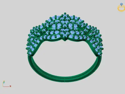Women Ring Diamond Stone STL 3DM Lightweight Printable 3D print model 56