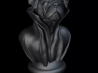 Pug - with Cape Collar on Pedestal 3D print model