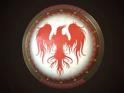 Hoplite Shield Phoenix Low-poly 3D model