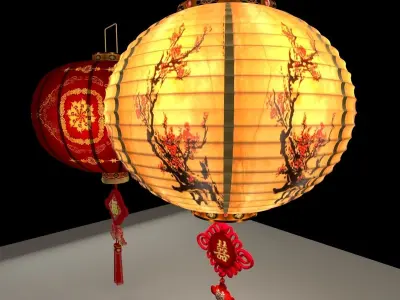 Chinese red lantern  3D model 32