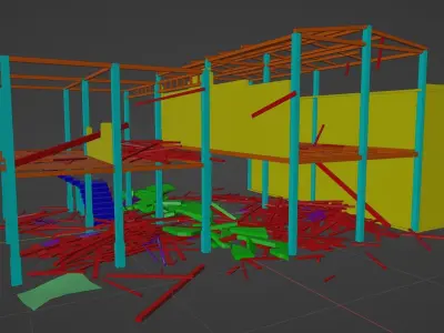 Burnt Building Low-poly 3D model