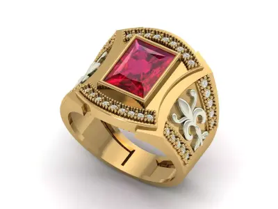 Mens Stone Ring 3D print model