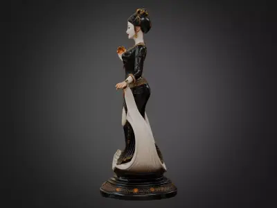 Classic Female Figurine Black Gold Sculpture 3D model