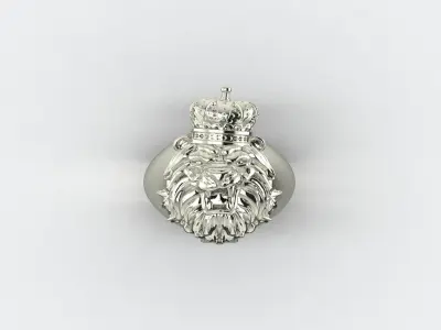 Ring with High-Relief Lion 3D print model