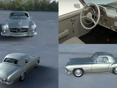 Mercedes 190SL with Interior Hard Top 3D model