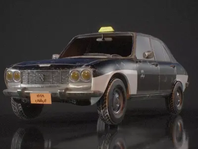 Vintage Egyptian Taxi Low-poly 3D model
