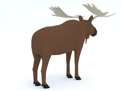 Low Poly Caretoon Moose Low-poly 3D model