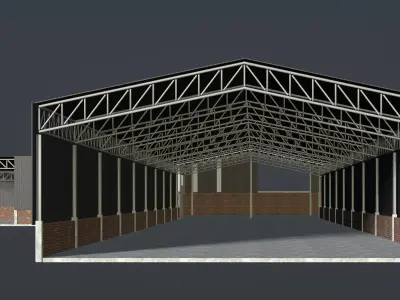 Warehouse with loading area 3D model