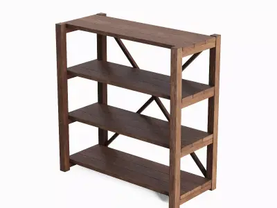 Wide Pottery Shelf A 04 Low-poly 3D model