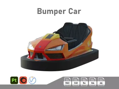 Bumper Car Orange Low-poly 3D model