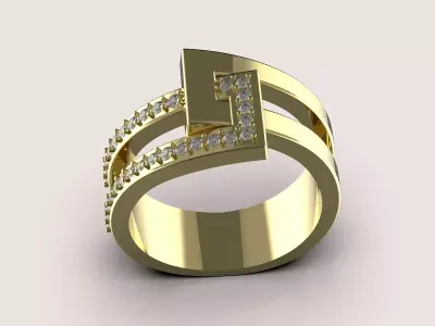 Luxury ring silver gold jewelry printable 3D model 3D print model