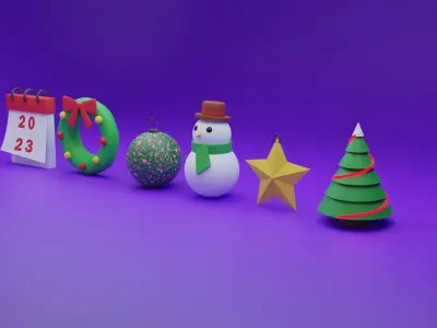 Toon Christmas New Year Pack Low-poly 3D model