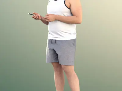 Sahir 11032 - Athletic Man Listening Music With Headphones Low-poly 3D model