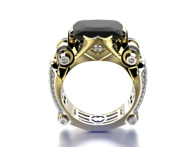 Jewelry Fashion Unisex Ring with Gem 0101 V1 3dm STL FBX 3D print model