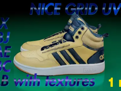 Adidas Hoops 3 Mid Shoe pair LP Game ready Low-poly 3D model