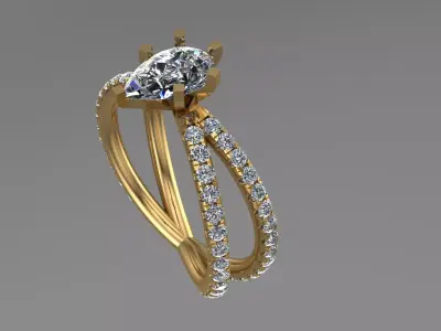 Diamond classic Ring to print 3 Sizes 3D print model