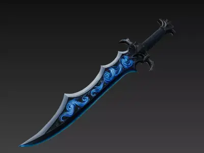 Abyssal Tideblade - Low Poly Stylized Fantasy Sword 10K Low-poly 3D model