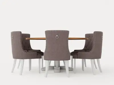 Lyon Food Group Around With 6 Victoria Chair White Gray Low-poly 3D model