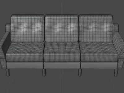 Large sofa PBR low-poly game-ready realistic furniture model Low-poly 3D model