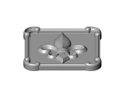 Square royal lily carved corner scrolls arc frame rosette relief 3D print model