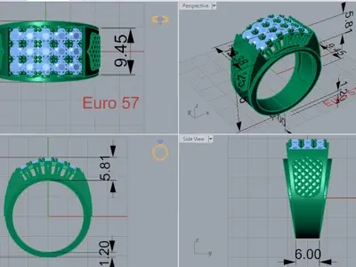 diamond man ring mr0066 3D print model
