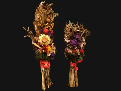 Flowers with Herbs Alchemist and Witch Set Low-poly 3D model