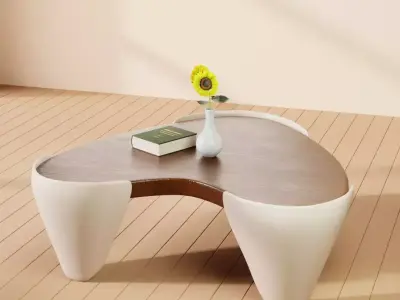 Modern Wooden Coffee Table Set 3D Model Collection