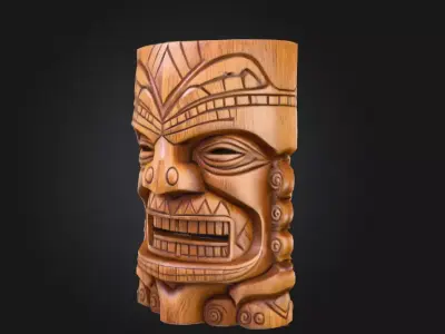 Ancient Tiki Guardian Low-poly 3D model