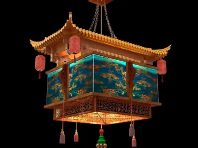  Chinese  palace house  lantern  3D model