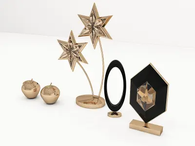 Accessory set of gold ornaments 3D model