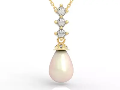 Exclusive Teardrop Pearl Diamond Pendant Blueprint 3D print model