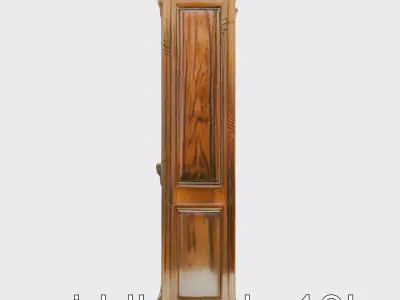 Antique Bookshelf with Carved Wood Details Low-poly 3D model