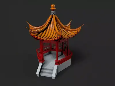 Traditional China Gazebo Low-poly 3D model