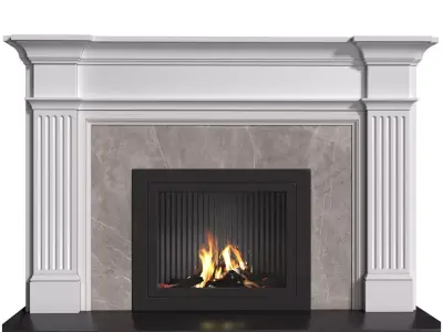 Modern fireplace in classic style with marble 3D model