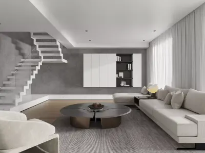 Modern living room dining room interior scenes 546 3D model