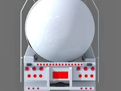 Detailed White Tanker Trailer 07 3D model