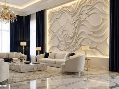 modern panel wall decor set relief stl mural CNC 256 3D model