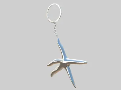 starfish keychain silver 3D model