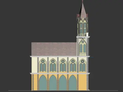 Realistic low poly Cathedral St Elizabeths Low-poly 3D model