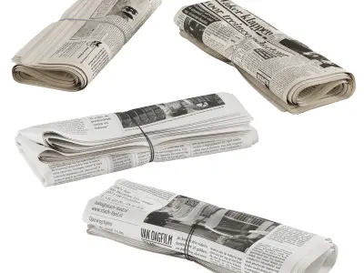 folded newspapers stack collection 3D model