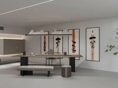 Office reception lobby interior scene 3D model