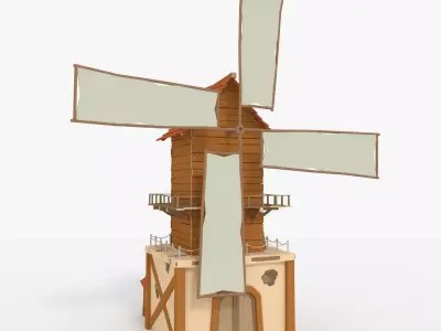 WindMill LowPoly wooden Low-poly 3D model
