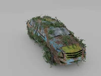 Damaged Rusty Car Low-poly 3D model