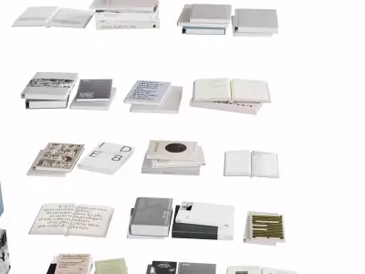 Books magazines set Low-poly 3D model