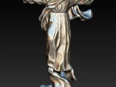Jesus go to heaven statue 3D model