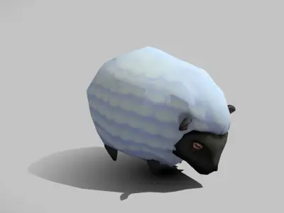 Handpainted Lowpoly Stylized Sheep Low-poly 3D model