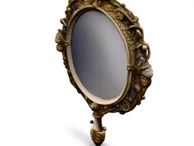 Ornate Gold Hand Mirror 3D Model Low-poly 3D model