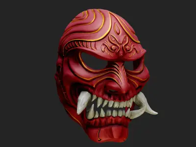 Wearable Oni Mask 14 Demon Full Face Fang 3D print model