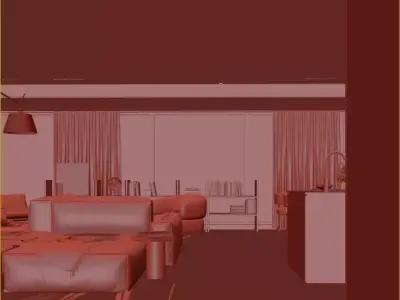 Mid Century interior  Livingroom 3D model