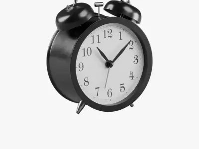 Retro alarm clock black Low-poly 3D model
